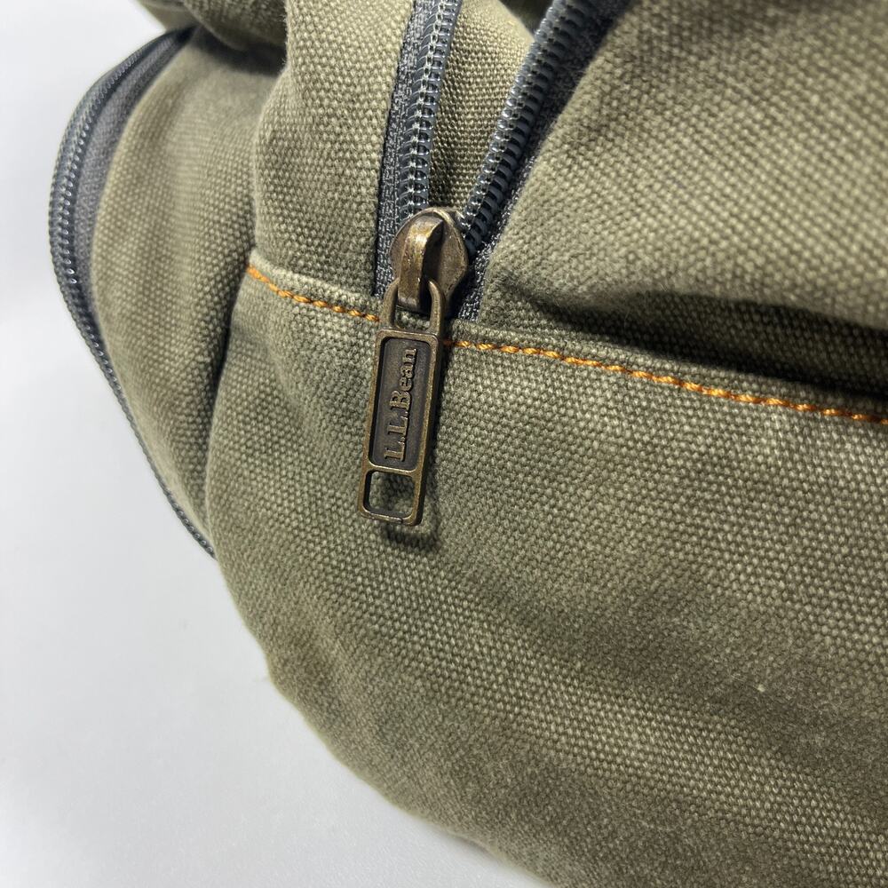 LL BEAN Bag Messenger Laptop Crossbody Paperboy Style Canvas Cotton Green VTG - Picture 12 of 16